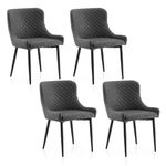 TUKAILAi Grey Dining Chairs Set of 4 Faux Leather Upholstery Leisure Kitchen Chairs Tub Chairs with Padded Seat and Metal Legs Dining Living Room Lounge Reception Restaurant Furniture