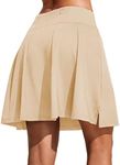 COOrun Skorts Skirts for Women Casual Pleated Tennis Skirt Knee Length Athletic 2 Layer Golf Skirts Khaki Plus Size