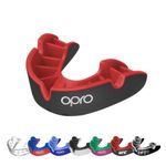 OPRO Silver Level Adult and Kids Sports Mouthguard with Case, Gum Shield Featuring Revolutionary Fitting Technology for Hockey, Lacrosse, Rugby, MMA, Boxing and Combat Sports (Black/Red, Adult)