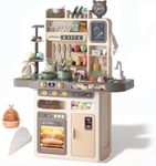 TONICTOYS Play Kitchen- Kitchen Playset Pretend Food - Toy Accessorries Set w/Real Sounds & Light, Play Sink, Cooking Stove with Steam, 88 PCS forToddlers Kids 37 inch