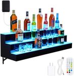 GarveeHome LED Lighted Wine Bottle Display Rack, 3 Tier 30 Inch Lighted Home Bar Rack with Remote & App Control, 16 Colors, 4 Modes, USB Supported, Acrylic Lighting Shelf