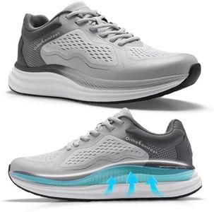 Men's Orthopedic Lightweight Road Running Shoes: Casual High Arch Supportive Foot Pain Relief Plantar Fasciitis Neuropathy Sneakers, Breathable Gym Exercise Athletic Tennis Shoes Grey Size 12
