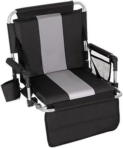 HIGH POINT SPORTS Foldable Stadium Seats with Cushion and Back for Bleachers, Portable Folding Stadium Chairs, Padded Bleacher Seats, Cushion Bleacher Chair with Armrest and Cup Holder, Black-Grey