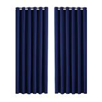 Aspire Homeware Blackout Curtains for Bedroom - Navy Eyelet Curtains Living Room Super Soft Thermal Insulated Window Curtain Drapes with Tiebacks 46 x 54 Inch 2 Panel