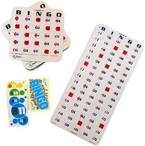 Regal Bingo 25 Bingo Cards with Sliding Windows & Master Board Bulk Kit - Reusable Bingo Game Set for Adults & Seniors Large Group - Woodgrain