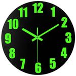 DIYZON Luminous Wall Clock, 12'' Wooden Wall Clocks with Silent Movement and Glowing up Function, No Glass Village Wall Clock Decorative Bedroom, Kitchen, Office, Battery Operated