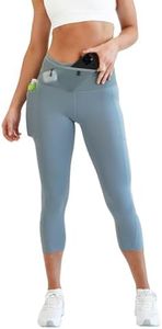 Women's Air Crop Legging Yoga Pants Breathable High-Waisted Workout Leggings with Running Belt Pockets Athletic