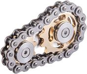 Bike Chain Gear Fidget Spinner, Metal Sprocket Chain Fidget Toy, Stress Anxiety Relief Fidget Toy, Focus Finger Spinning Toy, Stainless Steel Sensory Bearings EDC Novelty Toy, Golden Plating Sprocket