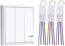 Wireless Light Switch, Thinkbee 3 Gang Wall Switch with Mini Receiver, Outdoor 1900ft Indoor 160ft Remote Control House Office Hotel Factory Ceiling Lamp LED, No Wiring, IP66 Waterproof