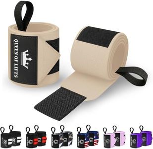TECEUM Weightlifting Wrist Wraps with Thumb Loop – Beige – Queen of Lifts – 18 inch – Heavy-Duty Workout Wrist Support & Protection – Ideal for Powerlifting, Strength Training, Bodybuilding
