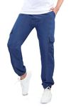 UNOseven Boys Cargo Jogger Pants - Pure Cotton - Slim Fit - Denim Blue - Size M (15-16 Years)