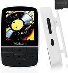 Yoton MP3 Player with Bluetooth 5.2, 64GB Storage, Mini Size, HiFi Music, with Sports Clip, Independent Volume Control, FM Radio, Includes Headphones, White