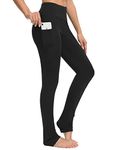 SEVEGO Women's Extra Long Yoga Leggings with Pockets Over The Heel Stacked Legging Barre Dance Athletic Pants, Black, X-Large