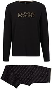 BOSS Hommes Relax Long Set Pyjama en Coton Biologique avec détails métallisés