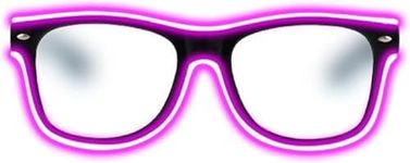 Wireless LED Light Up Glasses Ultimate Glow In The Dark Glasses Flashing Bright Colour Eyeglasses, Party Adults Kids(Pink)