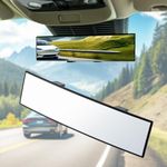 BOOMIBOO Rear View Mirror, Interior Clip-on Wide Angle Rear View Mirror, Universal 11.81 Inch Panoramic Convex Rearview Mirror, Rear View Mirror Accessory, for Cars,SUVs,Trucks, Various Kinds Vehicles