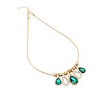 SOHI Gold Plated Green Stones Necklace for Women and Girls, Necklace with Chain detailing for women, Minimal jewellery, layered necklace for women, fashion, ladies (7895)