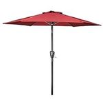 Simple Deluxe 9ft Outdoor Market Table Patio Umbrella with Button Tilt, Crank and 8 Sturdy Ribs for Garden, Deck, Lawn, Backyard & Pool, Red