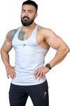 FUAARK Men Gym Tank Tops Sleeveless Sport Vest (Medium, White)