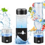 Hydropures Hydrohealth Hydrogen Water Glass Bottle Generator, Ion Bottles Hydrogen Water Ionizer with SPE PEM Technology 3Min Quick Electrolysis, Smart Water Bottle (Black 15oz with Bottle Cooler)