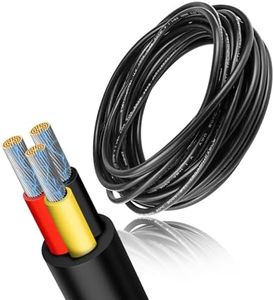 RESHAKE 20 Gauge 3 Conductor Electrical Wire, 49.2FT Low Voltage 20/3 Tinned Copper Wire, 20 AWG 3 Wire Cable, Flexible Extension Cord for LED Strips Light, Outdoor Waterproof Stranded Wires