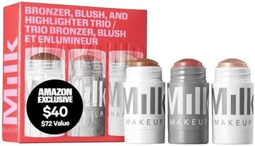 Milk Makeup Bronzer, Blush + Highlighter Set – Bronzer in Baked .19oz, Multi-Use Cream Blush + Lip Color in Werk (Dusty Rose) .21oz and Highlighter Stick in Lit (Champagne) .21oz – Hydrating Formulas