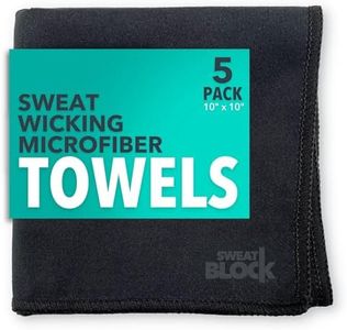 SweatBlock Microfiber Sweat Absorbing Handkerchief - Sport, Gym, Daily Use - for Hands, Face, Body - Machine Washable, Reusable - Men & Women - 10x10 (5 Pack, Black)