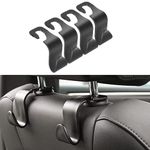 YOLAGGOY 4 Pack Car Headrest Hooks Accessories Set, Universal Car Seat Hangers Organizer Holder for SUV Truck Vehicle (ABS Black, ABS Plastic)