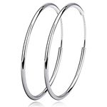 60mm Sterling Silver Circle Endless Round Hoop Earrings - Jewellery for Women Girls Dia 60mm