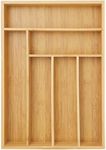 Juvale Bamboo Silverware Drawer Organizer with 6 Slots, Wooden Cutlery Tray Holder for Kitchen, Flatware, Utensils, 14.5 x 10.25 x 1.75 In