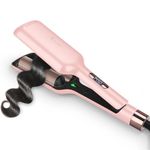 32mm (1.25") Aima Beauty Twins Mermaid Hair Waver, Anti-Scald Wave Curling Iron, Curling Wand 2 Barrel Hair Crimper for Women PTC 15S Heats Up for Short/Medium/Long Hair Pink Color