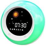 I.CODE Sun & Moon Rise Kids Alarm Clock, Children's Sleep Trainer, Sleep Sound Machine, Wake Up Light & Night Light, Teach Kids Day & Night(Upgraded Version 2024)