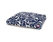 Navy Blue Plantation Small Rectangle Indoor Outdoor Pet Dog Bed with Removable Washable Cover by Majestic Pet Products