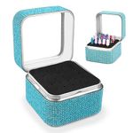 Nail Drill Bits Holder Rhinestone Case Box- Efile Nail Bits Displayer Organizer Container, 25 Holes Dustproof Portable Storage Box for Manicure Tools (Drill Bits Not Included)