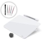 TOWON Glass Dry Erase Board, Desk White Board with Standing, Mini Whiteboard Easel Pad Set, Stenography Artifact for Office, Home and School Supplies, 8 x 6 Inches