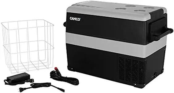 Camco 51516 CAM-450 Portable Refrigerator, AC 110V/DC 12V Compact Fridge/Freezer, 45-Liter - Keeps Food and Drinks Cold While On-the-Go - Ideal for Road Trips, RVing, Camping, Boating and Tailgating