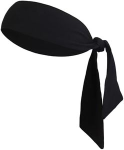Tough Headwear Tie Headband - Moisture-Wicking Running Headband - 4-Way Stretch Headtie - Stay-Dry Sweatbands for Women - Black