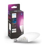 Philips Hue Smart 40W B39 Candle-Shaped LED Bulb - White and Color Ambiance Color-Changing Light - 1 Pack - 450LM - E12 - Control with Hue App - Works with Alexa, Google Assistant and Apple Homekit