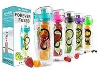 Live Infinitely 32 oz Fruit Infuser Water Bottle - Featuring a Full Length Infusion Rod, Flip Top Lid, Dual Hand Grips & Recipe Ebook Gift - Fruit Infused Water Bottles (Bright Teal, 32 oz)