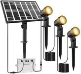 MEIKEE 3 in 1 Solar Spot Lights Outdoor Garden, Solar Spike Light 3000K Warm White, Solar Garden Floodlight IP66 Waterproof, Solar Landscape Spotlights for Yard Lawn Tree Statue