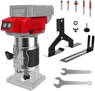 Battery Router Compatible with Milwaukee 18 V Battery, 800 W Brushless Trimmer Router with 5 Gears, 30,000 rpm, 5 Pieces 1/4 Inch Plug-In Neck Wood Router for Woodworking, Cutting (without Battery)