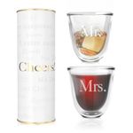 Mr and Mrs Custom Whiskey Wine Glass Set- His Her Unique Wedding Gifts - Bride Groom Glasses for Registry Engagement Gift Anniversary Newlywed Couples Husband Wife- Coffee Cup/Mug Hot Cold Beverages