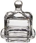 Abbott Collection Small Square Covered Butter Dish with Lid, Clear Glass (3.5" SQ)