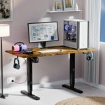 ARTIKEL Artidesk Eco Electric Height Adjustable Table for Office Work & Home-Sit Stand Gaming Desk 80kg Load, Cup Holder, 2 Hooks,Cable Organizer 2Split Tabletop (Rustic Brown, 120x60 CM)