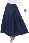 ANRABESS Women A-Line Pleated High Waist Maxi Skirt Full Ankle Length Flowy Swing Elegant Dressy Casual Work Long Skirts Deep Blue Medium