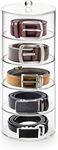 ZENFUN 5 Layers Acrylic Belt Organizer with Magnet Lids, Stackable Belt Storage Box Clear Display Case Round Vanity Organizer for Watch, Hair Accessories, Jewelry, Closet and Drawer, 3" H x 5" Dia