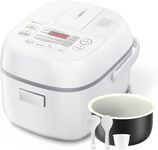 TOSHIBA Rice Cooker Small 3 Cup Uncooked – LCD Display with 8 Cooking Functions, Fuzzy Logic Technology, 24-Hr Delay Timer and Auto Keep Warm, Non-Stick Inner Pot, White