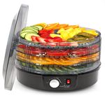 NutriChef Electric Countertop Food Dehydrator Machine - Professional Multi-Tier Food Preserver, Beef Jerky Maker, Fruit Vegetable Fish Poultry Dryer w/ 5 Stackable Trays, 180° F Max Temp