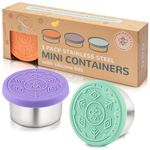 Everusely 3 x 1.7oz Leakproof Salad Dressing Container To Go, Stainless Steel Small Condiment Containers with Lids, Sauce Containers For Lunch Box, Dressing Cups with Lids, Dip Containers