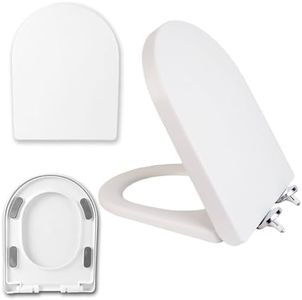 Minsha soft sealed toilet seat,16.7”LX13.5“W compatible with D/U-shaped extended bucket, quick release, easy to install, easy to clean, non discolored, thick and durable plastic material, white(M17“)
